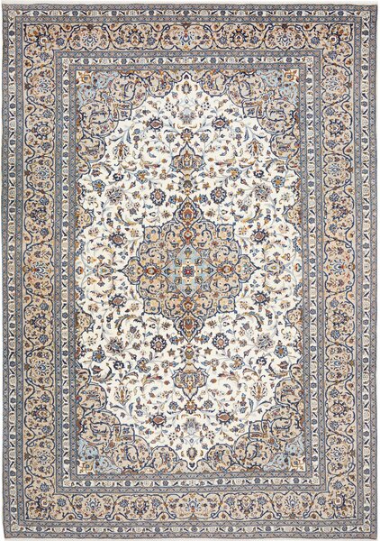 Tappeto Kashan Persia Medaglione Crema Blu 250x353 Cm