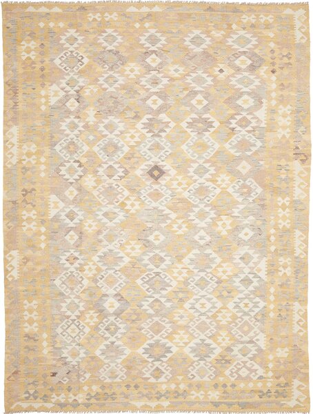 Tappeto Kilim Afghanistan Geometrico Beige Crema 220x297 Cm