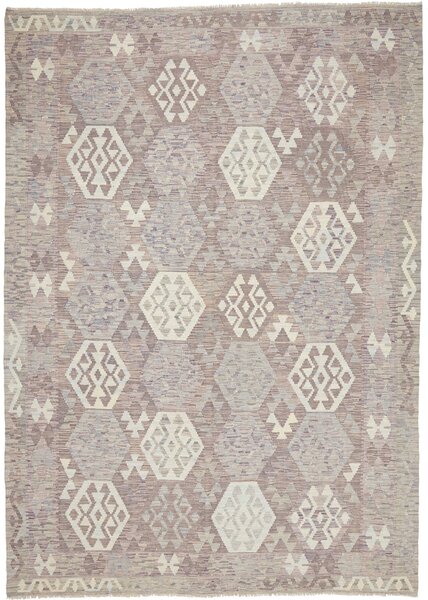 Tappeto Kilim Afghanistan Astratto Grigio Lavanda 206x290 Cm