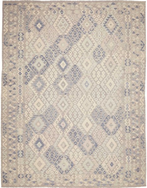 Tappeto Kilim Afghanistan Geometrico Grigio Blu 265x341 Cm