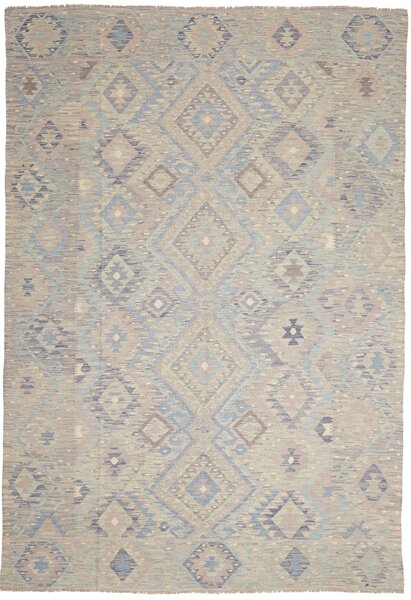 Tappeto Kilim Afghanistan Astratto Azzurro Beige 201x293 Cm