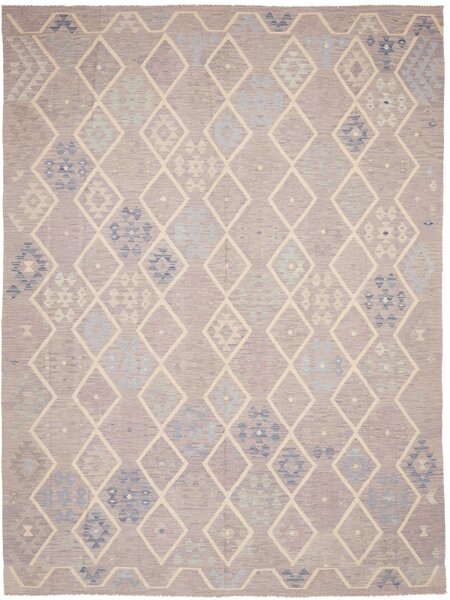 Tappeto Kilim Afghanistan Astratto Grigio Lavanda Crema 257x344 Cm