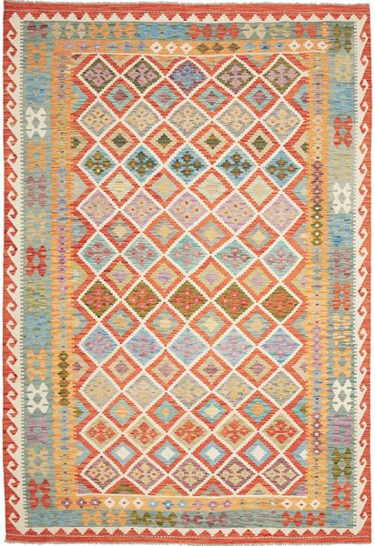 Tappeto Kilim Afghanistan Geometrico Multicolore Vivace 205x298 Cm