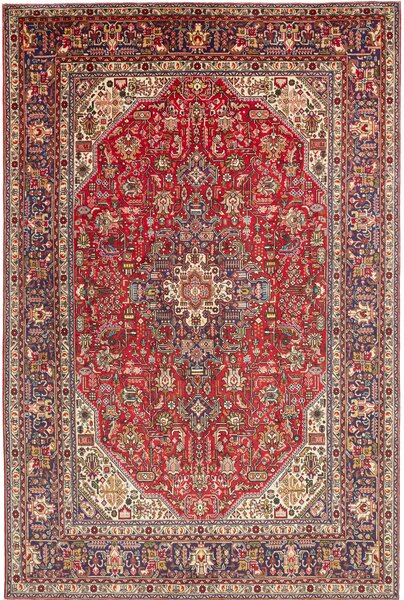 Tappeto Tabriz Persia Medaglione Rosso Blu 198x307 Cm