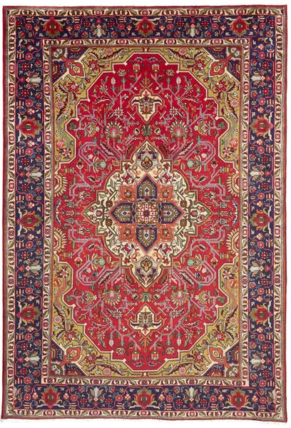Tappeto Tabriz Persia Medaglione Rosso Blu 202x302 Cm