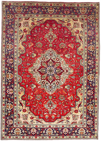 Tappeto Tabriz Persia Medaglione Rosso Blu 200x282 Cm