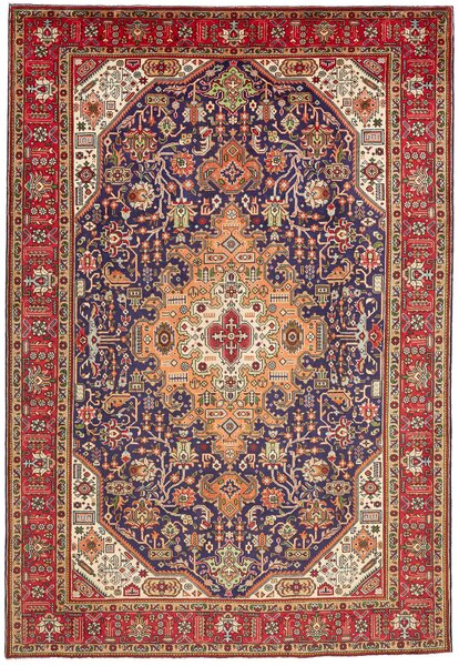 Tappeto Tabriz Persia Medaglione Blu Rosso 204x298 Cm