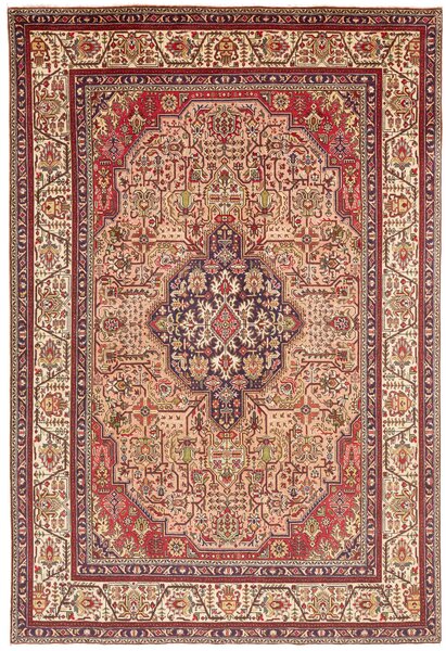 Tappeto Tabriz Persia Medaglione Rosa Antico Rosso 200x302 Cm