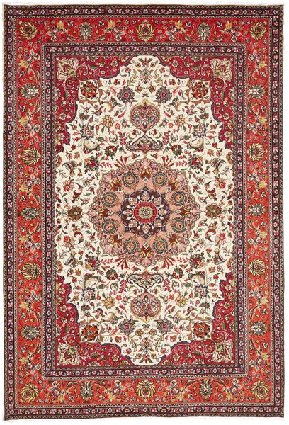 Tappeto Tabriz Persia Medaglione Rosso Crema 203x298 Cm