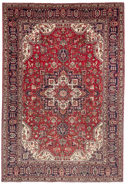 Tappeto Tabriz Persia Medaglione Rosso Blu 200x293 Cm