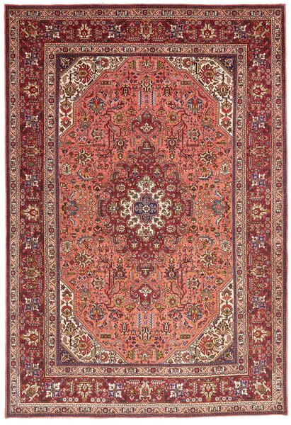 Tappeto Tabriz Persia Medaglione Rosa Salmone Rosso 200x294 Cm