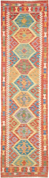 Tappeto Kilim Afghanistan Geometrico Multicolore Arancio 78x294 Cm