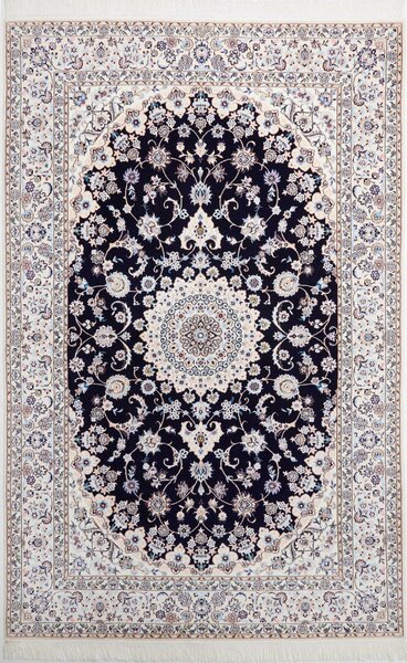 Tappeto Nain 6la Persia Medaglione Blu Notte Crema 158x245 Cm
