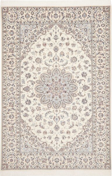 Tappeto Nain 6la Persia Medaglione Avorio Azzurro 134x202 Cm