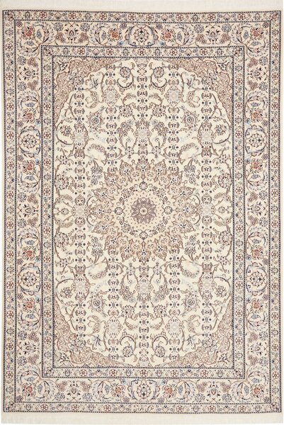 Tappeto Nain 6la Persia Medaglione Avorio Blu 163x238 Cm
