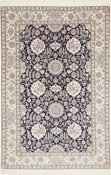 Tappeto Nain 6la Persia Floreale Blu Crema 153x232 Cm