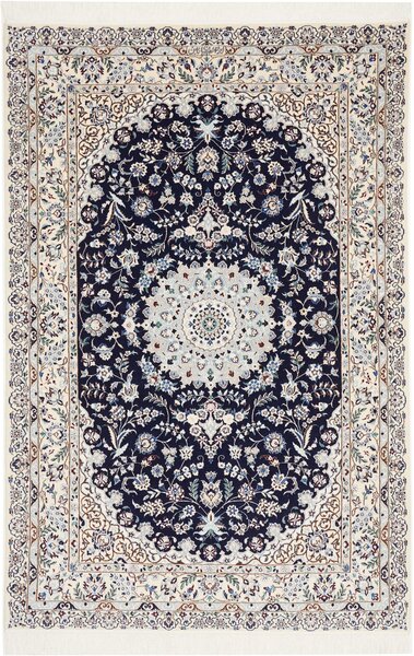 Tappeto Nain 6la Persia Medaglione Blu Avorio 122x185 Cm