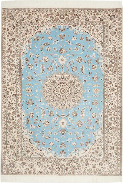 Tappeto Nain 6la Persia Medaglione Azzurro Avorio 160x222 Cm