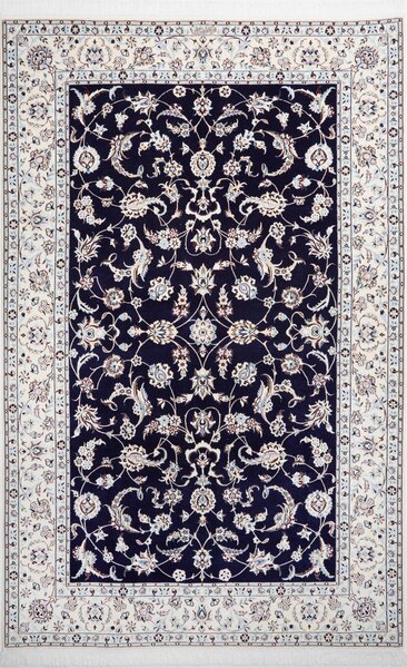 Tappeto Nain 6la Persia Floreale Blu Notte Avorio 161x248 Cm