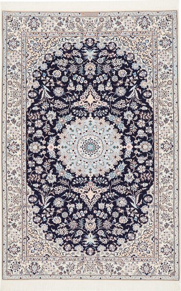 Tappeto Nain 6la Persia Medaglione Blu Notte Crema 125x190 Cm