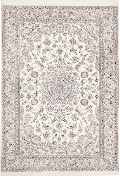 Tappeto Nain 6la Persia Medaglione Avorio Blu 170x242 Cm
