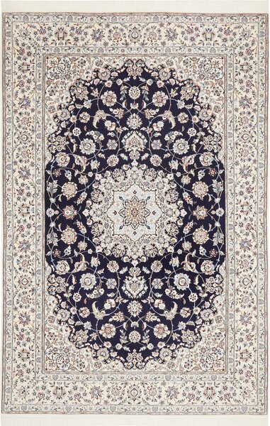 Tappeto Nain 6la Persia Medaglione Blu Crema 148x223 Cm