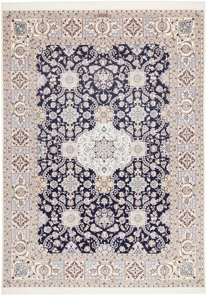 Tappeto Nain 6la Persia Medaglione Blu Crema 180x246 Cm