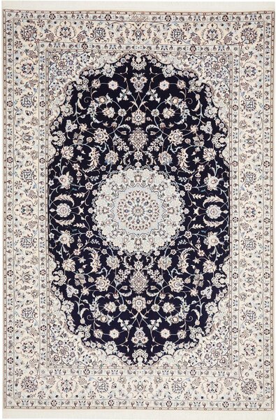 Tappeto Nain 6la Persia Medaglione Blu Crema 168x249 Cm
