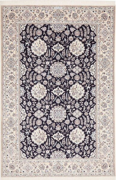 Tappeto Nain 6la Persia Medaglione Blu Scuro Avorio 156x235 Cm