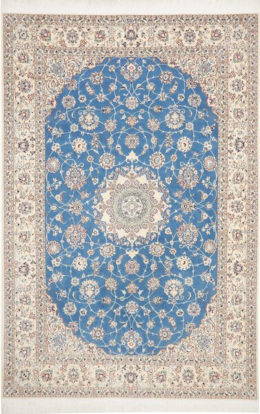 Tappeto Nain 6la Persia Medaglione Azzurro Avorio 167x255 Cm