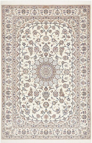 Tappeto Nain 6la Persia Medaglione Crema Azzurro 156x234 Cm