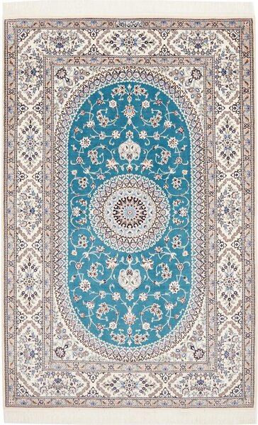 Tappeto Nain 6la Persia Medaglione Turchese Crema 128x200 Cm