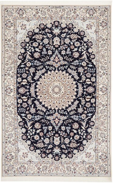 Tappeto Nain 6la Persia Medaglione Blu Notte Avorio 132x207 Cm