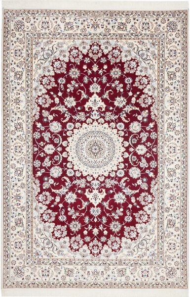 Tappeto Nain 6la Persia Medaglione Bordeaux Avorio 163x245 Cm