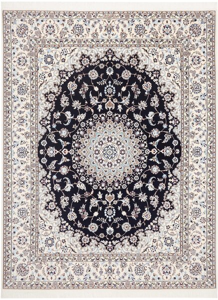 Tappeto Nain 6la Persia Medaglione Blu Avorio 159x205 Cm