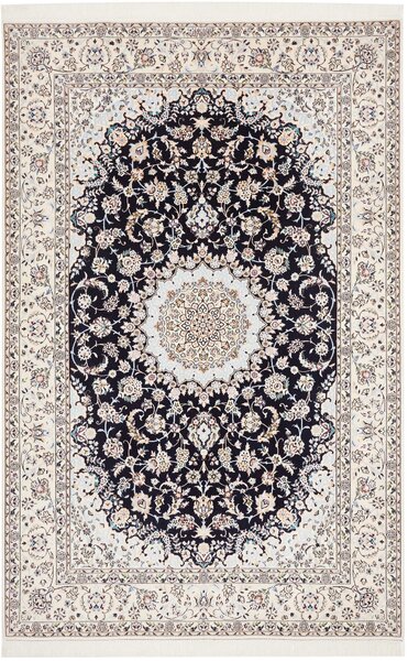 Tappeto Nain 6la Persia Medaglione Blu Scuro Avorio 162x246 Cm