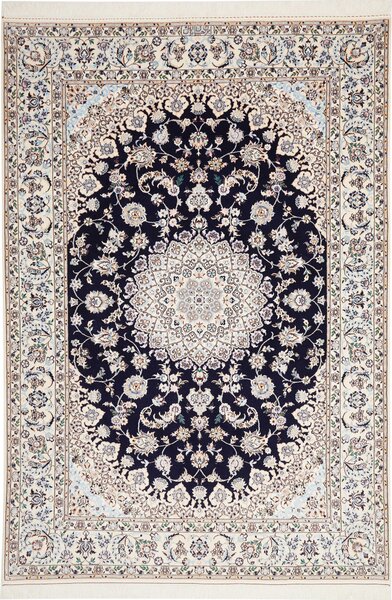 Tappeto Nain 6la Persia Medaglione Blu Notte Avorio 158x231 Cm