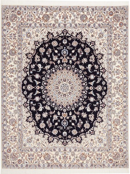 Tappeto Nain 6la Persia Medaglione Crema Blu Notte 160x202 Cm