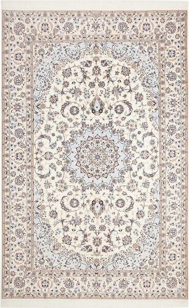 Tappeto Nain 6la Persia Medaglione Crema Azzurro 163x253 Cm