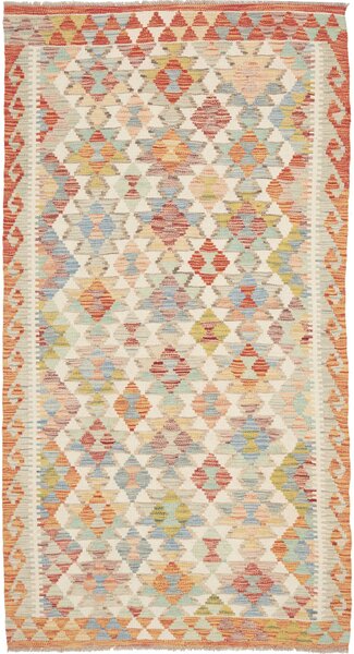 Tappeto Kilim Afghanistan Geometrico Crema Multicolore 106x200 Cm