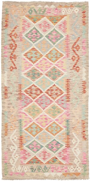 Tappeto Kilim Afghanistan Geometrico Beige Rosa 99x200 Cm