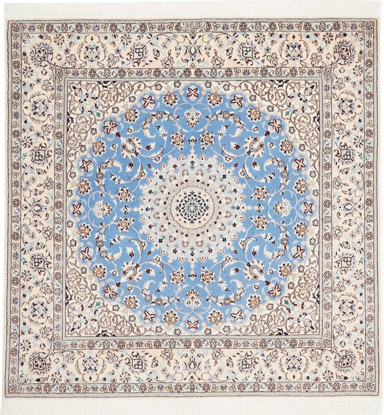 Tappeto Nain 6la Persia Medaglione Celeste Avorio 151x154 Cm