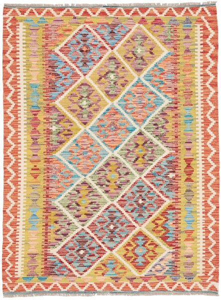 Tappeto Kilim Afghanistan Geometrico Multicolore Vibrante Abrash 102x140 Cm