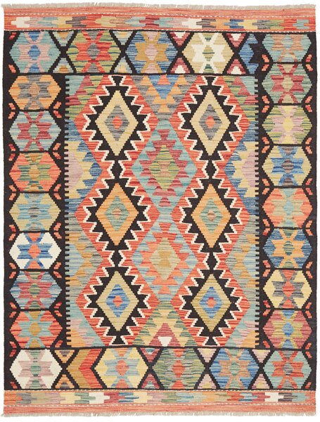 Tappeto Kilim Afghanistan Geometrico Multicolore Terracotta 132x173 Cm