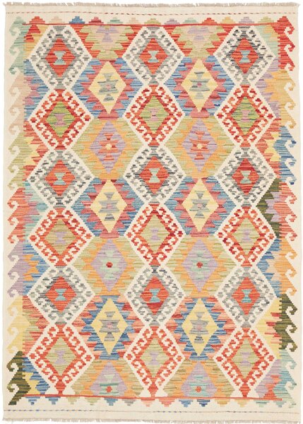 Tappeto Kilim Afghanistan Geometrico Multicolore Vivace 127x176 Cm