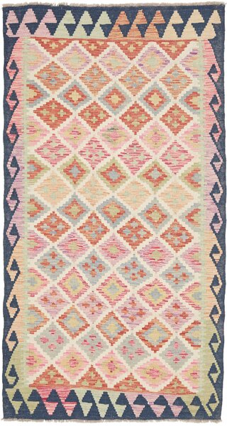 Tappeto Kilim Afghanistan Astratto Pastello Blu Scuro 104x197 Cm