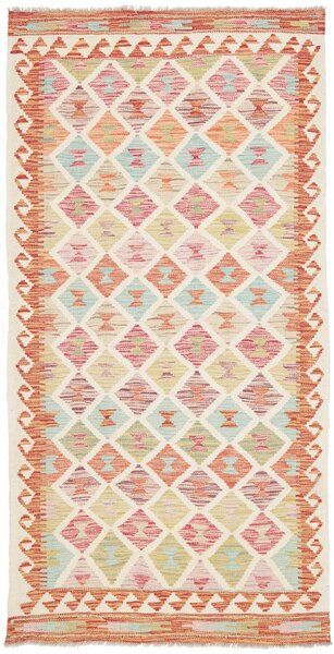 Tappeto Kilim Afghanistan Astratto Avorio Multicolore 102x201 Cm