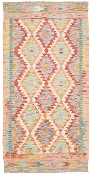 Tappeto Kilim Afghanistan Geometrico Multicolore Pastello 100x196 Cm