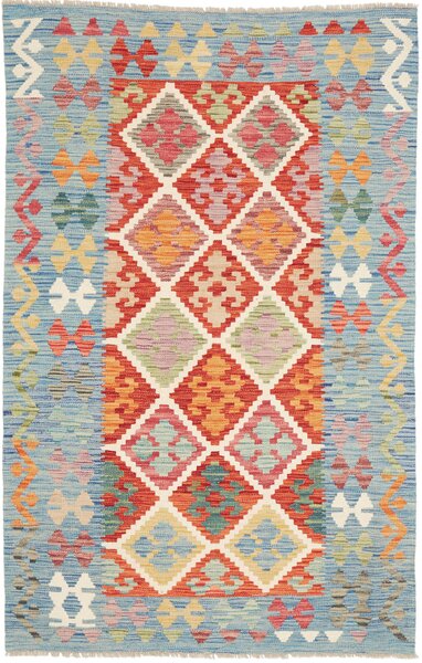 Tappeto Kilim Afghanistan Geometrico Azzurro Rosso 116x184 Cm