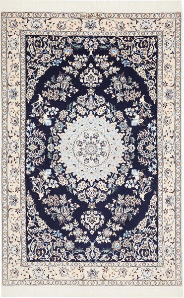 Tappeto Nain 6la Persia Medaglione Blu Scuro Crema 110x170 Cm